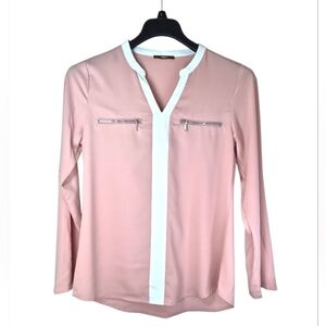 Gaharu Colorblock Split-Neck Blouse w/ Zipper Detail – Size Small